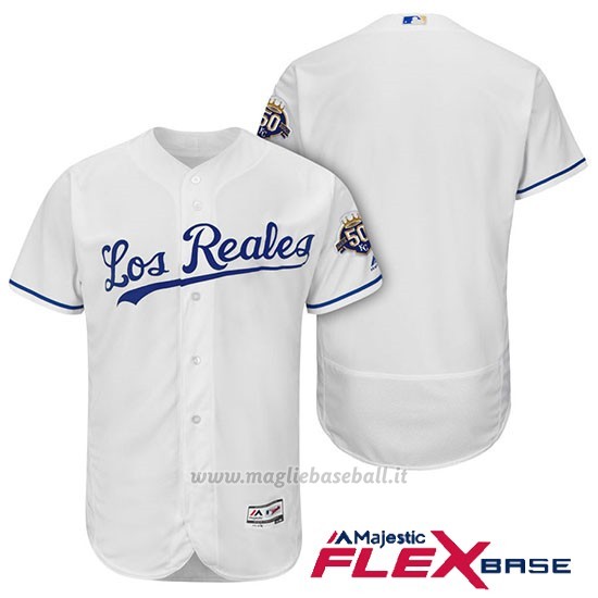 Maglia Baseball Uomo Kansas City Royals Bianco 50th Season Spanish Flex Base